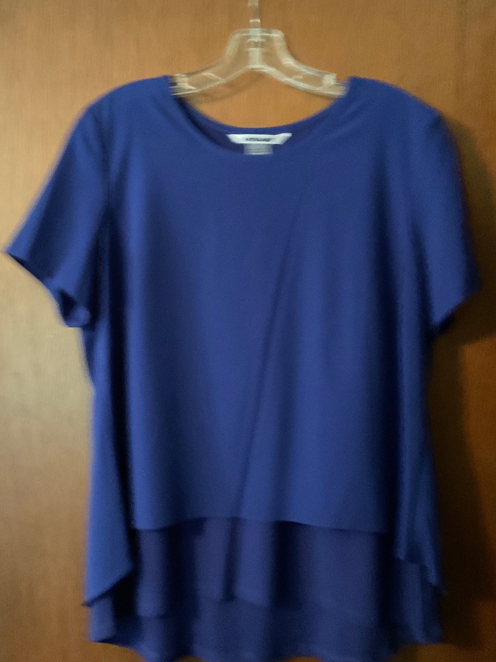 Relaxed Layered Short-Sleeve Blouse in Royal Blue